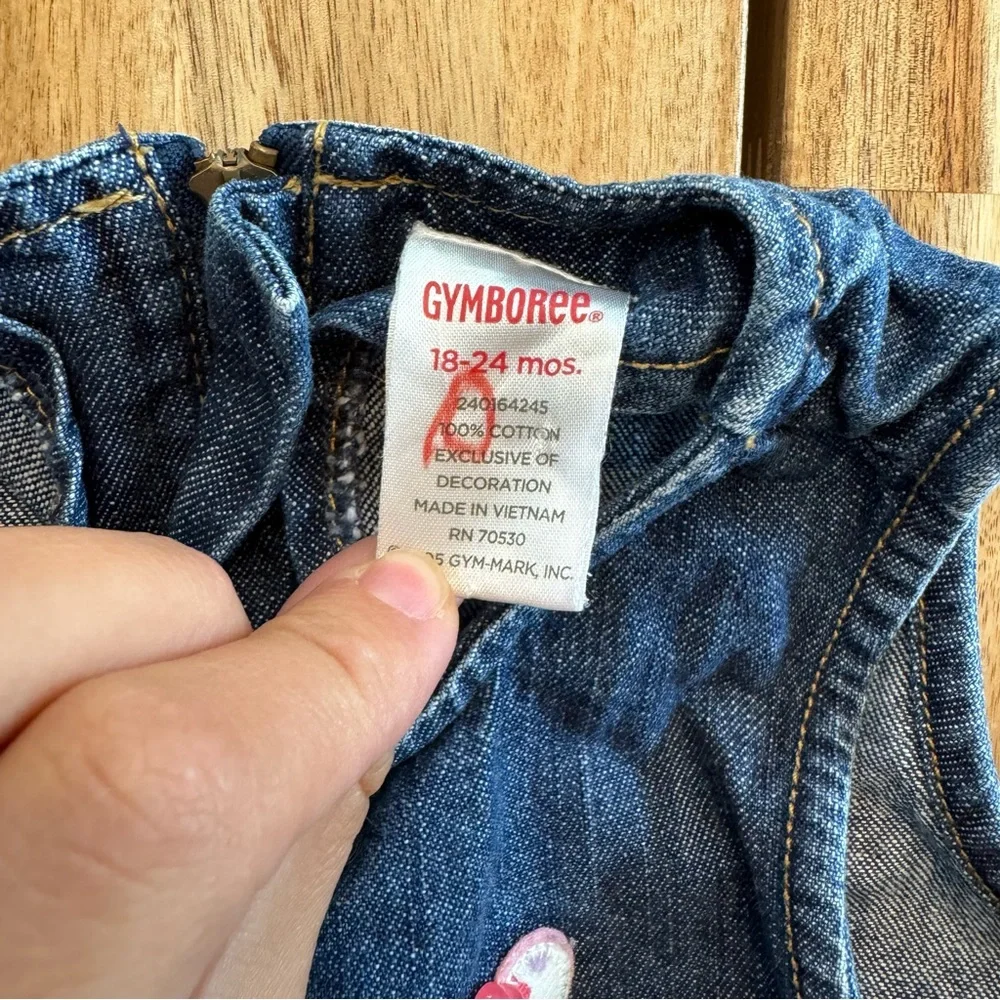 Gymboree Girls‎ Denim Best Friends Embroidered Jumper Dress Blue 18-24 Months